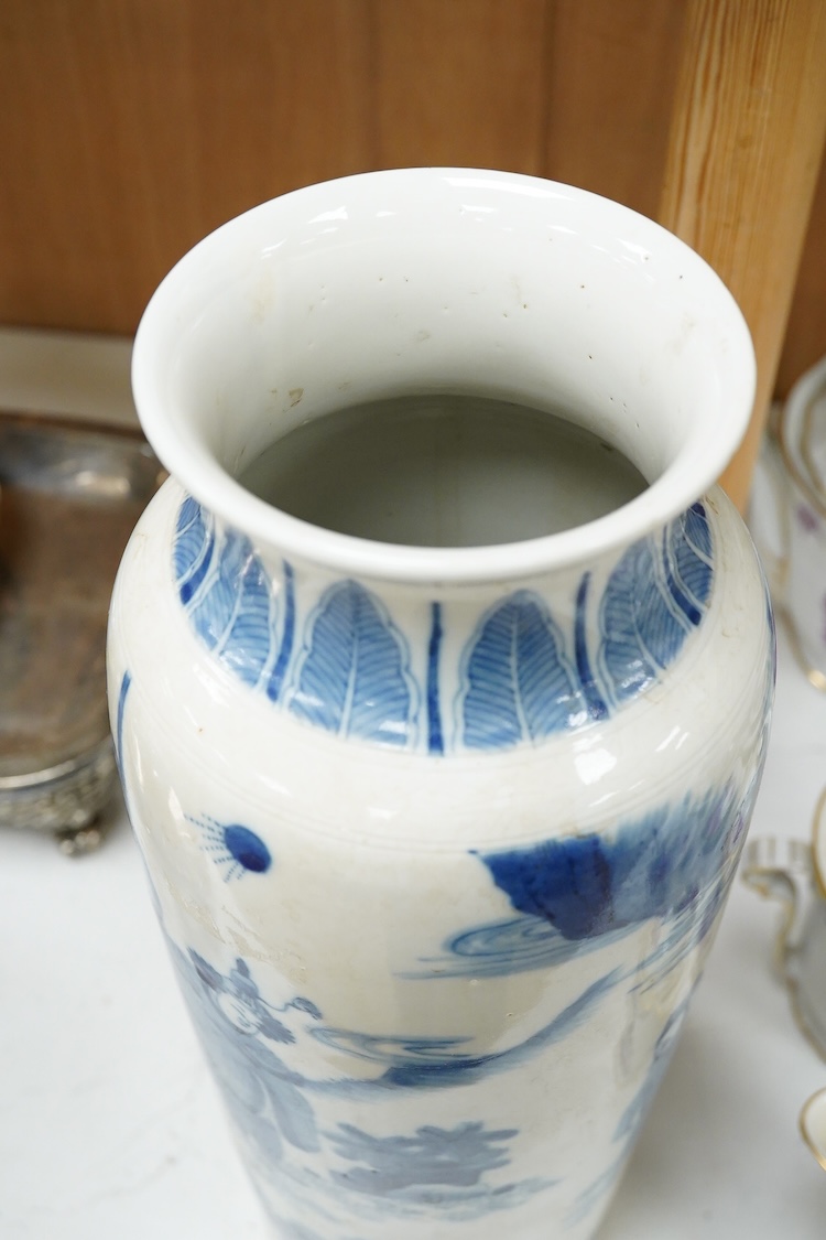 Large Chinese blue and white figural vase - 39.5cm high